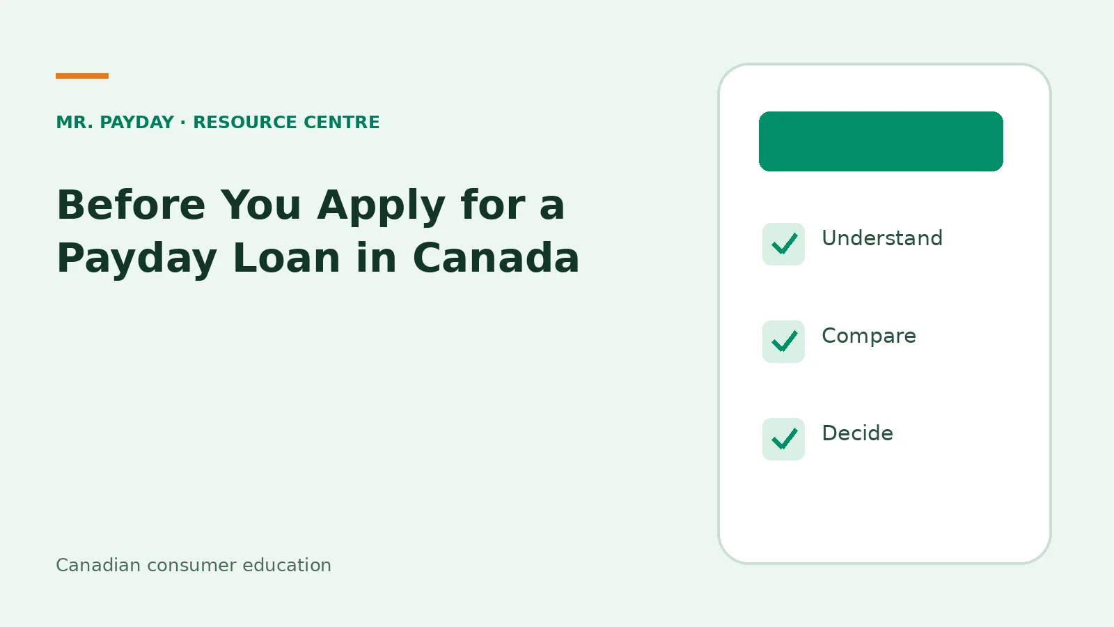 Before You Apply for a Payday Loan in Canada — educational checklist