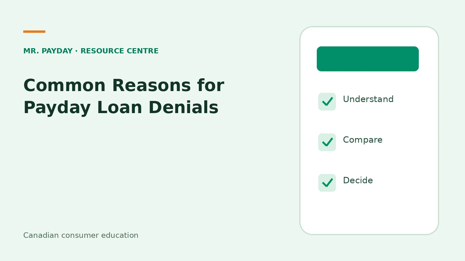 Common Reasons for Payday Loan Denials — topic guide
