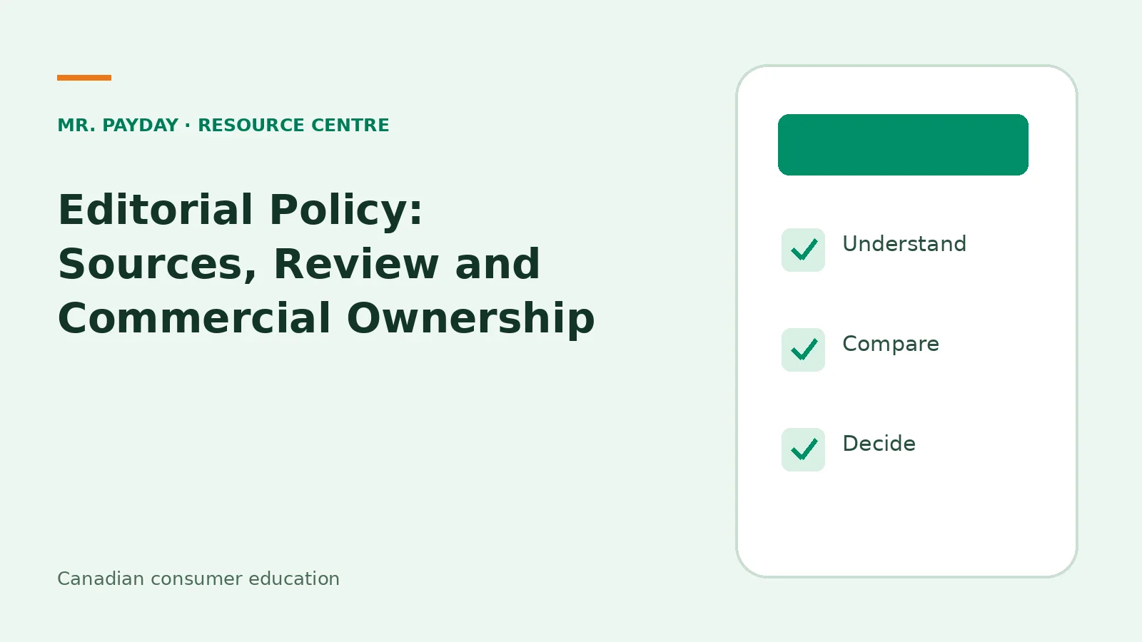 Editorial Policy: Sources, Review and Commercial Ownership — educational checklist