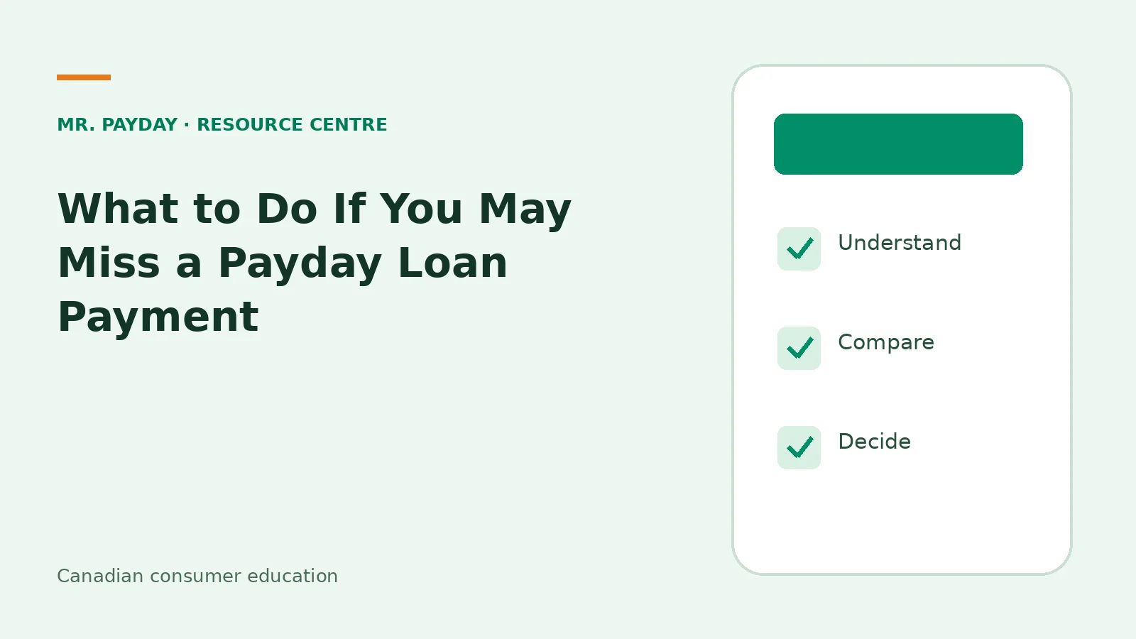 What to Do If You May Miss a Payday Loan Payment — educational checklist