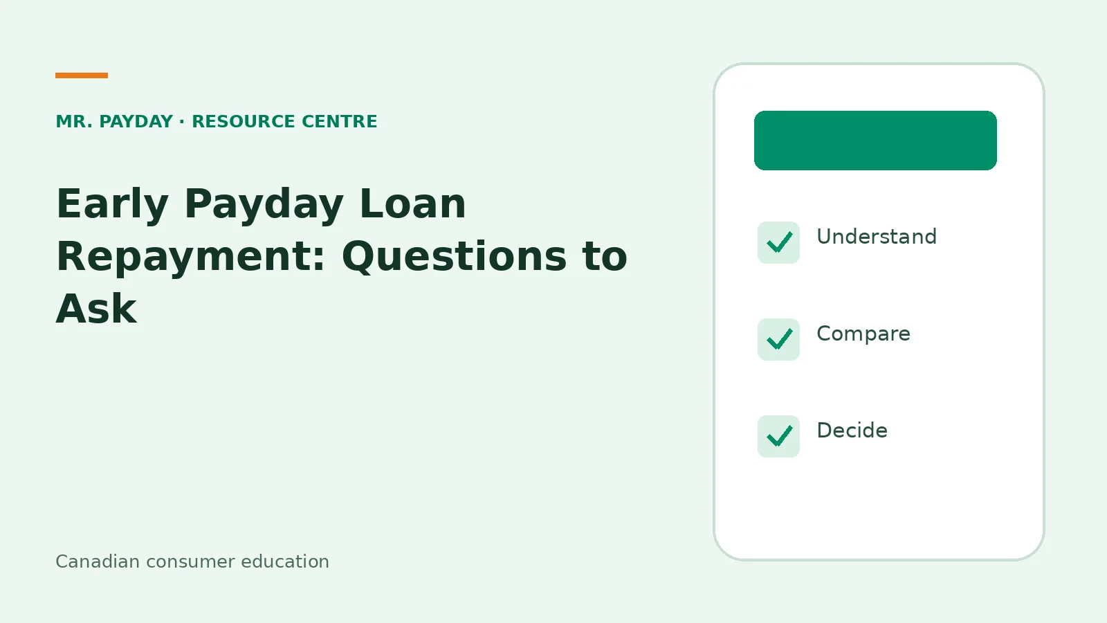 Early Payday Loan Repayment: Questions to Ask — educational checklist